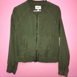 Green bomber jacket from American Eagle